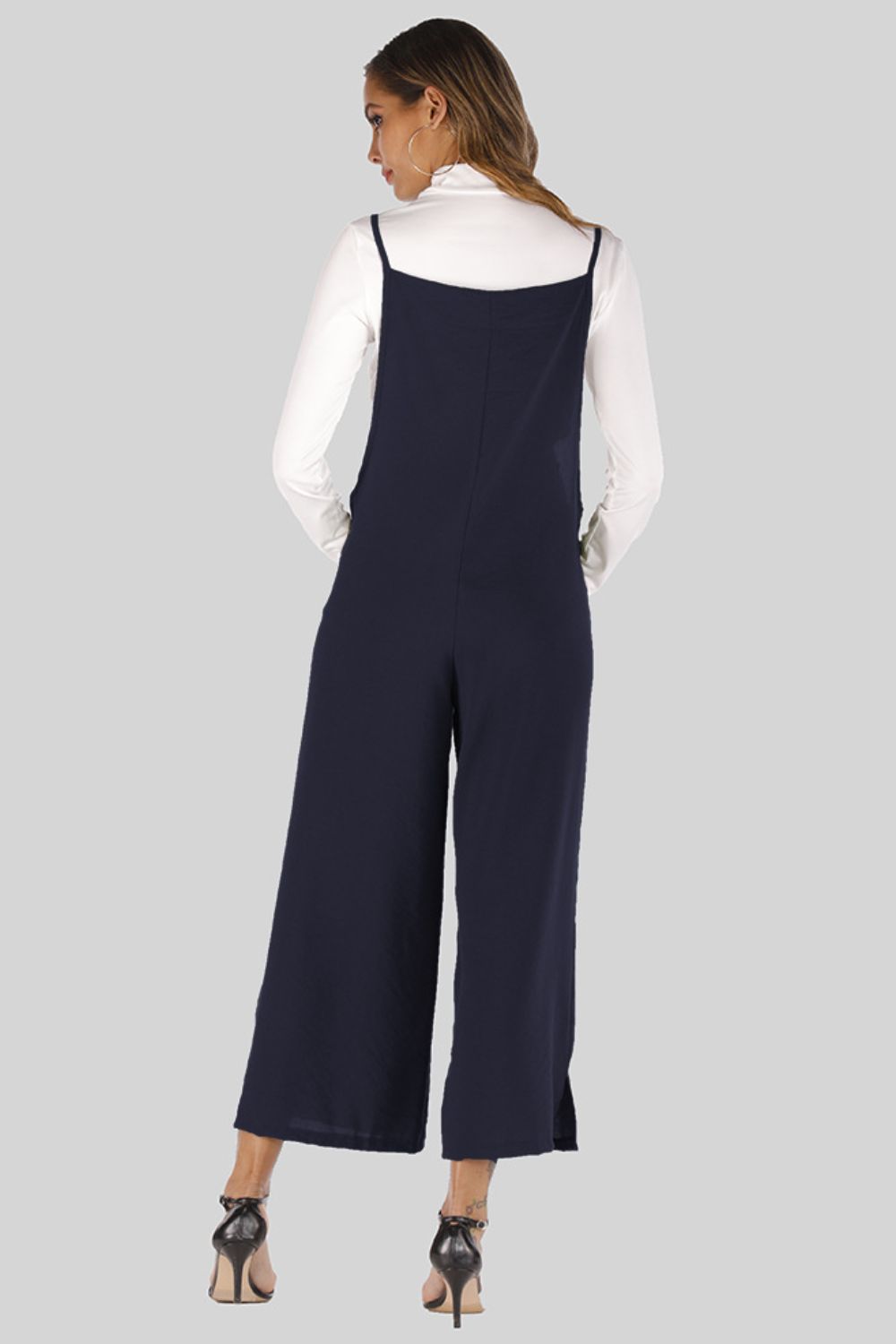 Full Size Cropped Wide Leg Overalls with Pockets-Teresa&#39;s Fashionista LLC