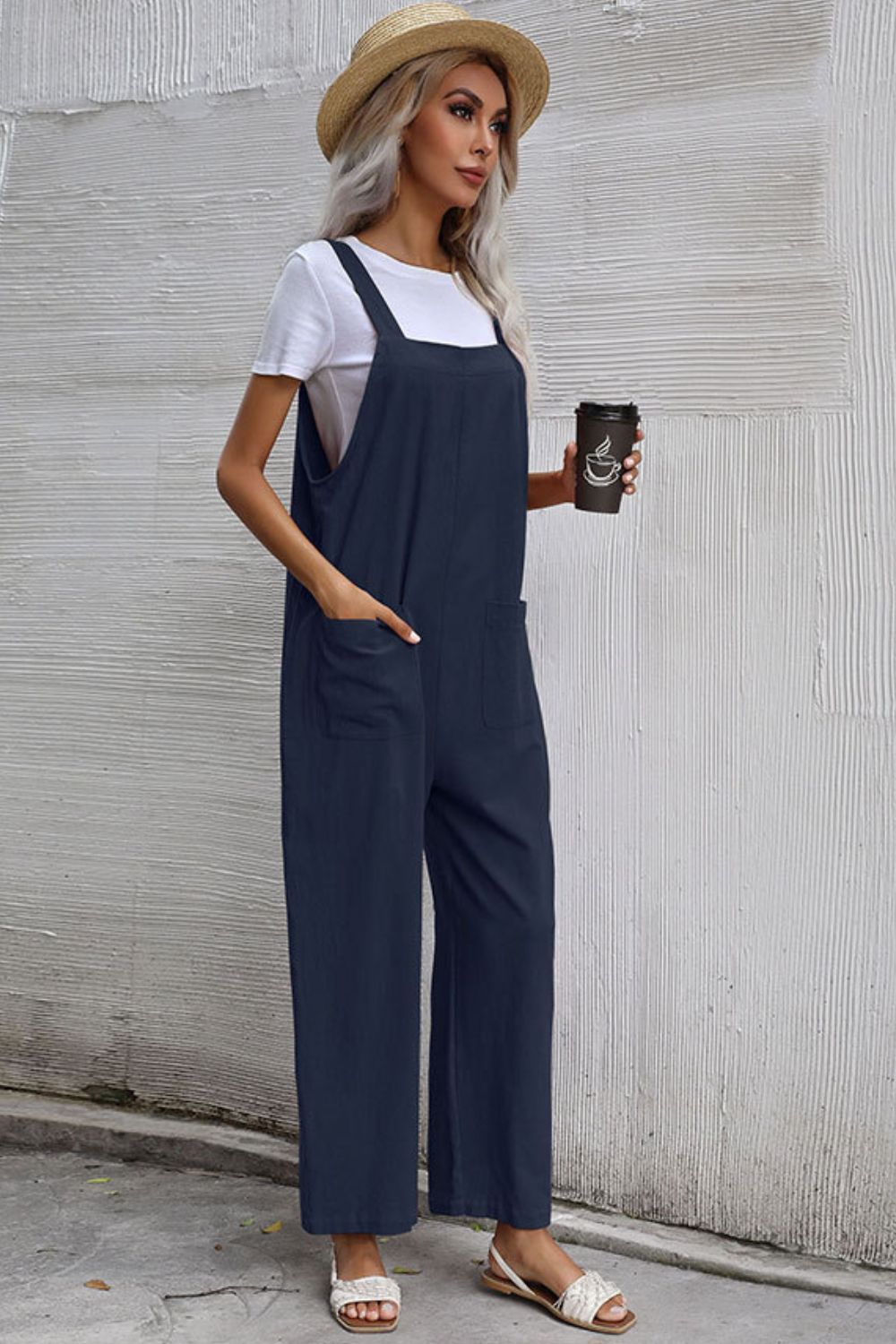 Wide Leg Overalls with Front Pockets-Teresa&#39;s Fashionista LLC