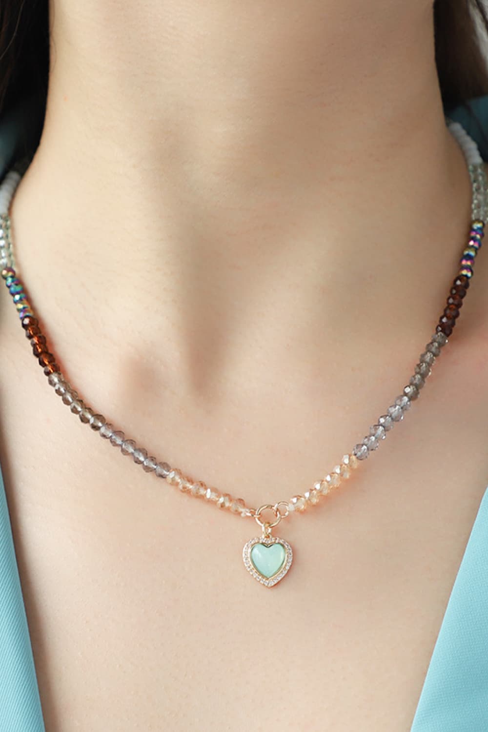 Heart Pendant Beaded Necklace-Teresa&#39;s Fashionista LLC