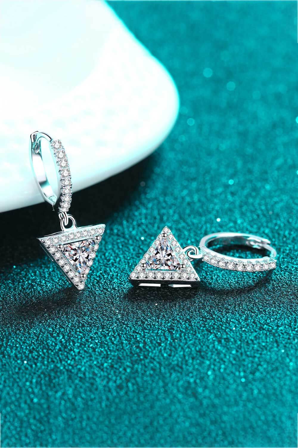 Moissanite Triangle Drop Earrings-Teresa&#39;s Fashionista LLC