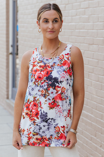 Floral Round Neck Tank-Teresa&#39;s Fashionista LLC