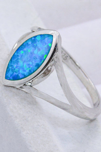 925 Sterling Silver Split Shank Opal Ring-Teresa&#39;s Fashionista LLC