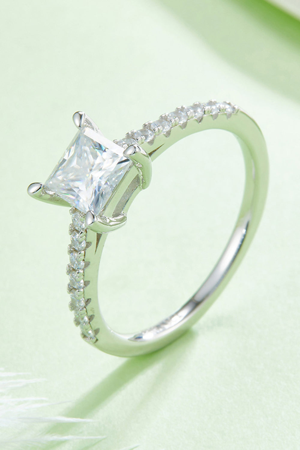 1.21 Carat Moissanite 925 Sterling Silver Side Stone Ring-Teresa&#39;s Fashionista LLC