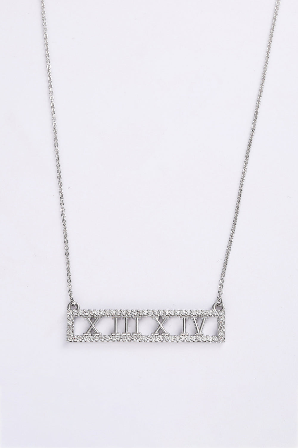 Inlaid Cubic Zirconia Bar Pendant Necklace-Teresa&#39;s Fashionista LLC