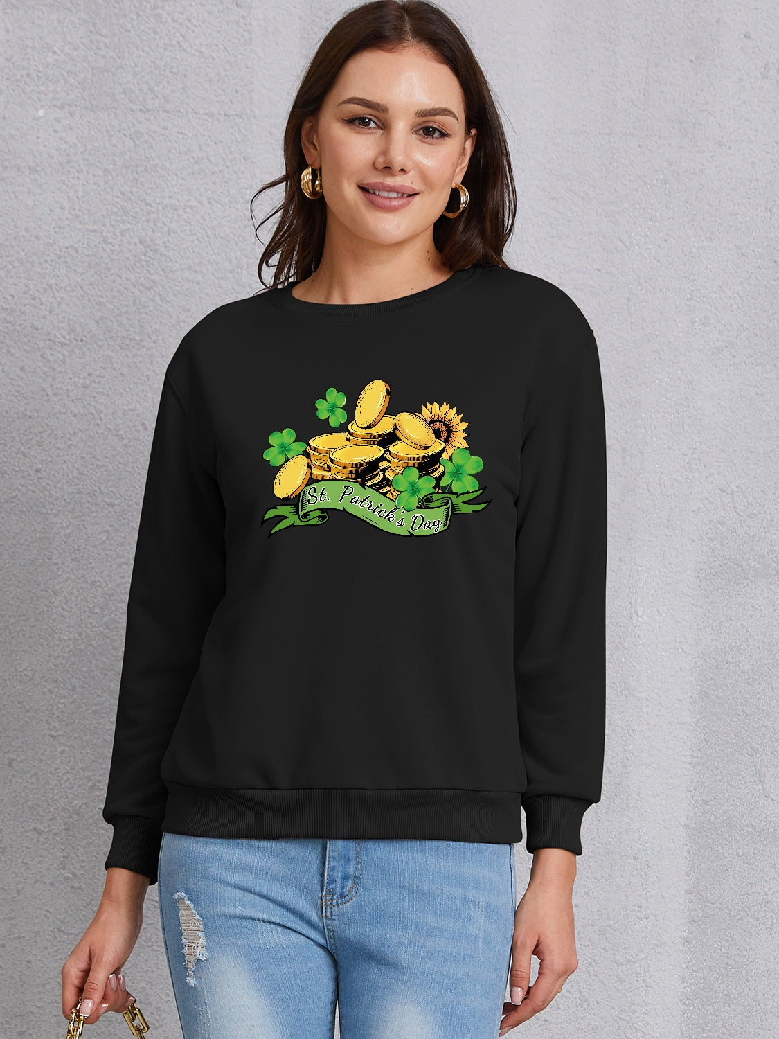 ST. PATRICK'S DAY Graphic Round Neck Sweatshirt-Teresa&#39;s Fashionista LLC