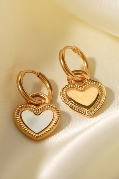 Inlaid Shell Heart Drop Earrings-Teresa&#39;s Fashionista LLC