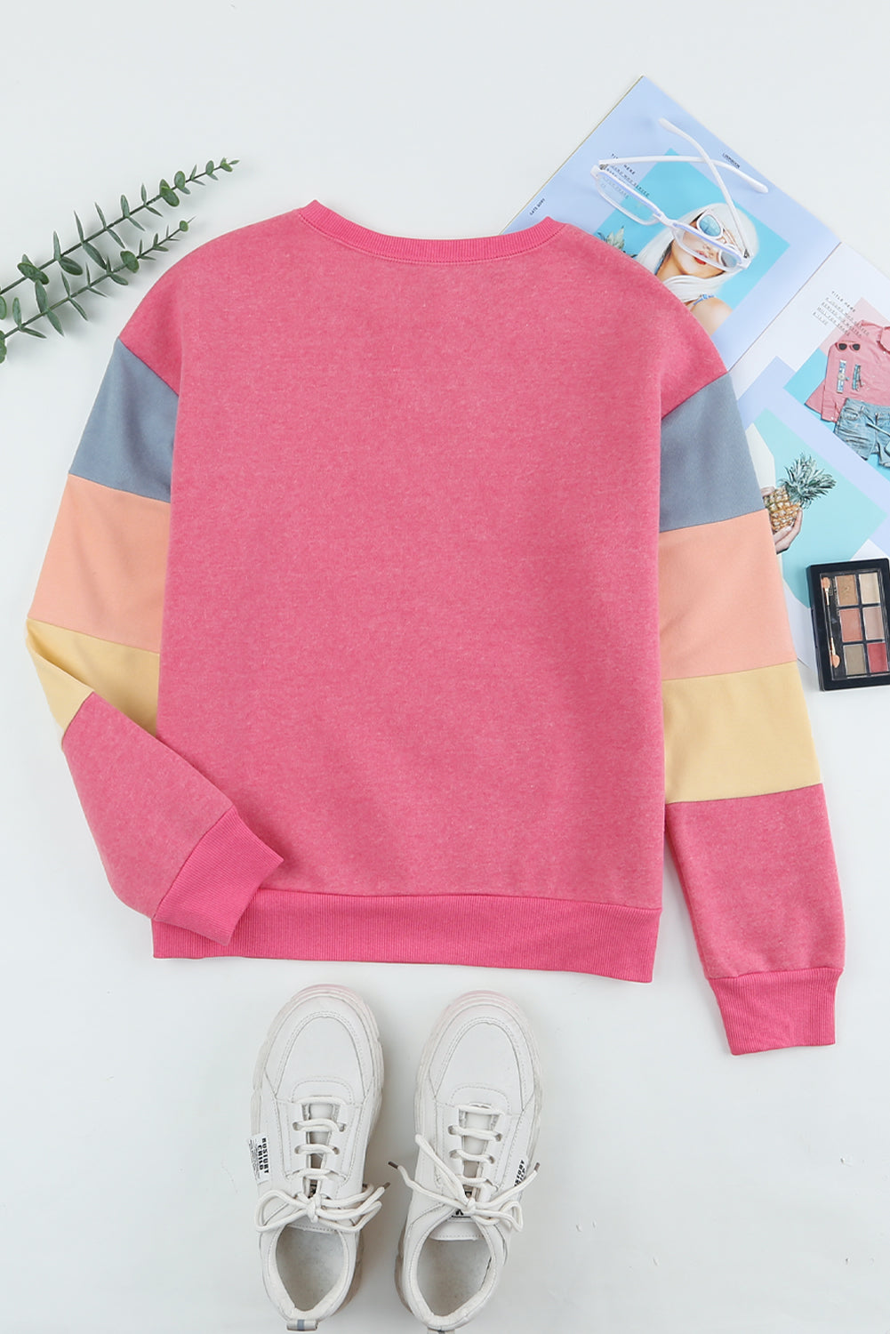 Color Block Ribbed Trim Sweatshirt-Teresa&#39;s Fashionista LLC