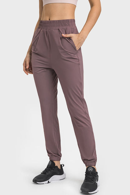 Elastic Waist Yoga Joggers with Pockets-Teresa&#39;s Fashionista LLC