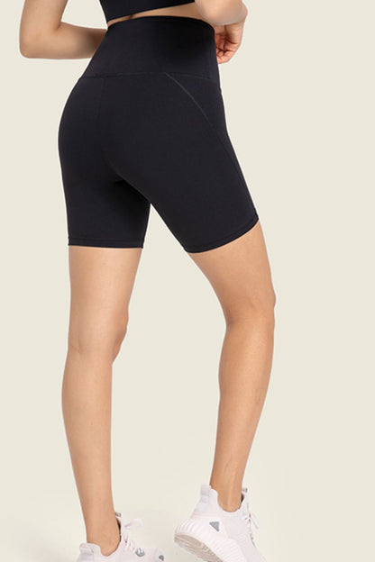 Seamless High-Rise Wide Waistband Biker Shorts-Teresa&#39;s Fashionista LLC