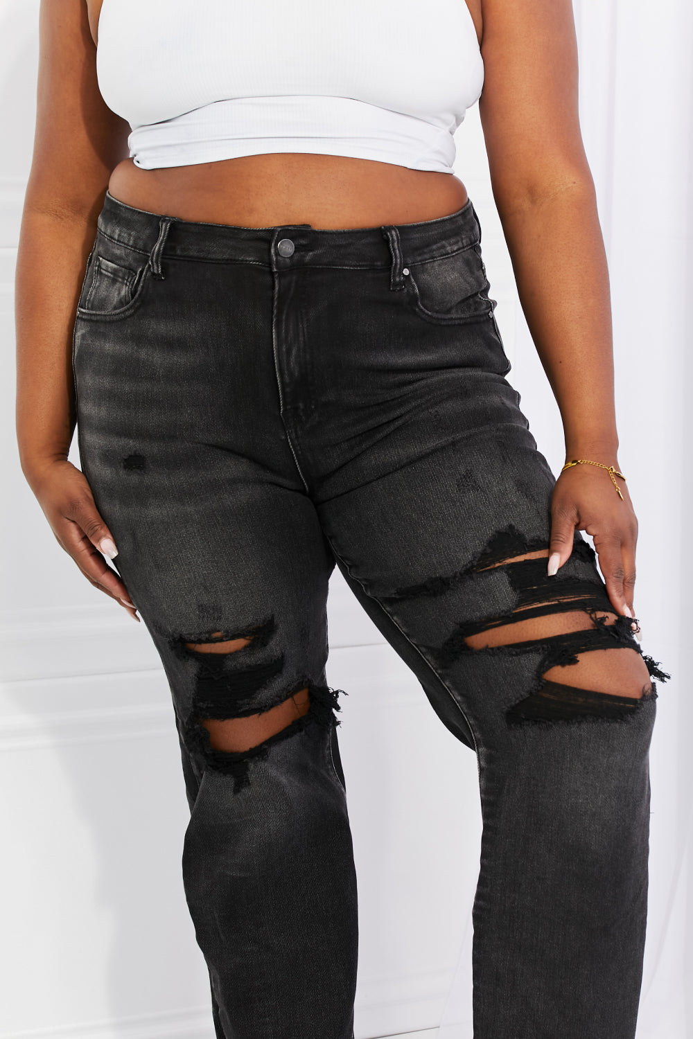 RISEN Full Size Lois Distressed Loose Fit Jeans-Teresa&#39;s Fashionista LLC