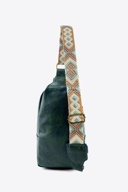 Random Pattern Adjustable Strap PU Leather Sling Bag-Teresa&#39;s Fashionista LLC