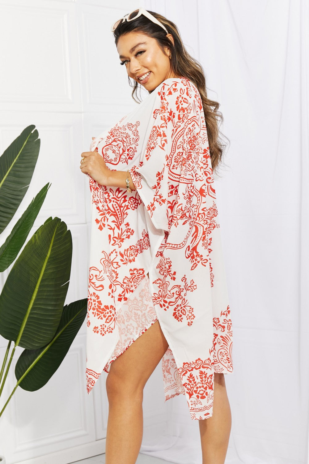 Floral Side Slit Cover Up-Teresa&#39;s Fashionista LLC