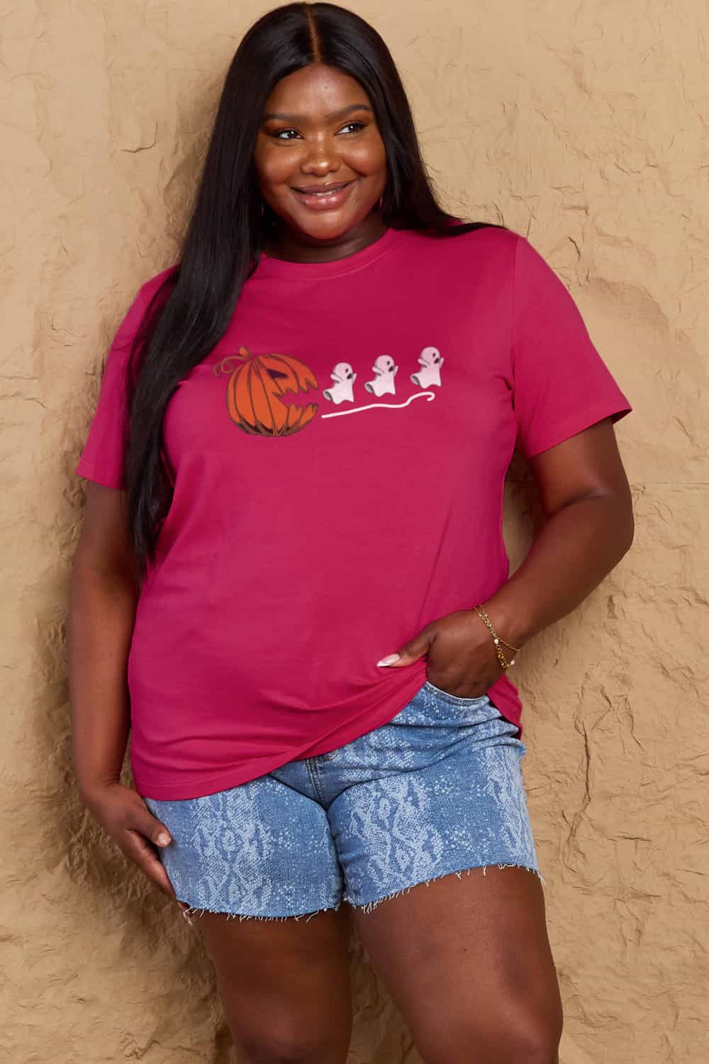 Simply Love Full Size Jack-O'-Lantern Graphic Cotton T-Shirt-Teresa&#39;s Fashionista LLC