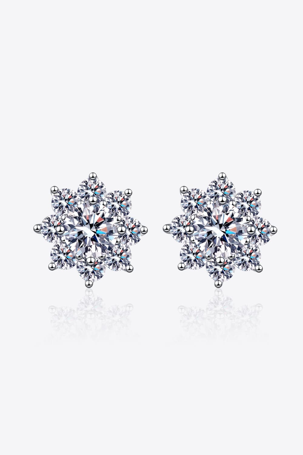 1 Carat Moissanite 925 Sterling Silver Flower Earrings-Teresa&#39;s Fashionista LLC