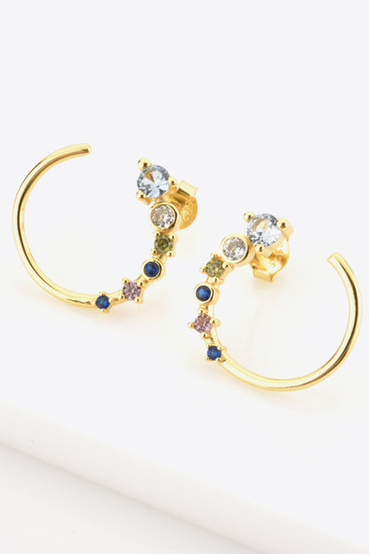 18K Gold-Plated 925 Sterling Silver C-Hoop Earrings-Teresa&#39;s Fashionista LLC