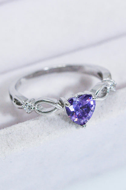 Crystal Heart 925 Sterling Silver Ring-Teresa&#39;s Fashionista LLC