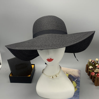 Bow Paper Braided Wide Brim Hat-Teresa&#39;s Fashionista LLC