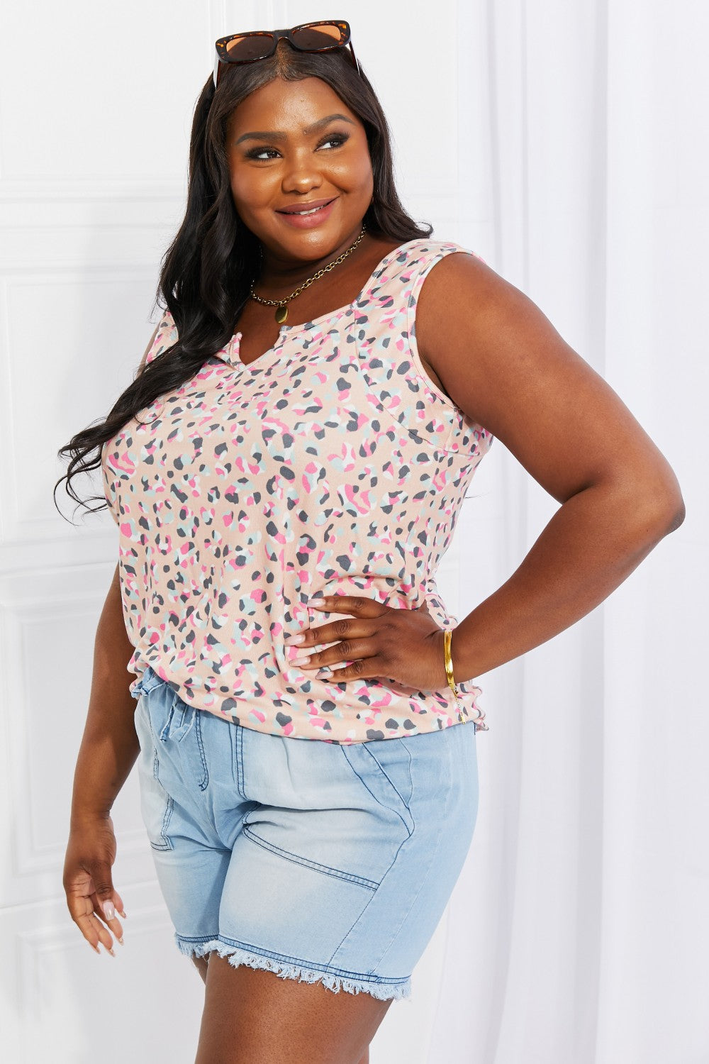 Heimish Full Size Printed Sleeveless Top-Teresa&#39;s Fashionista LLC