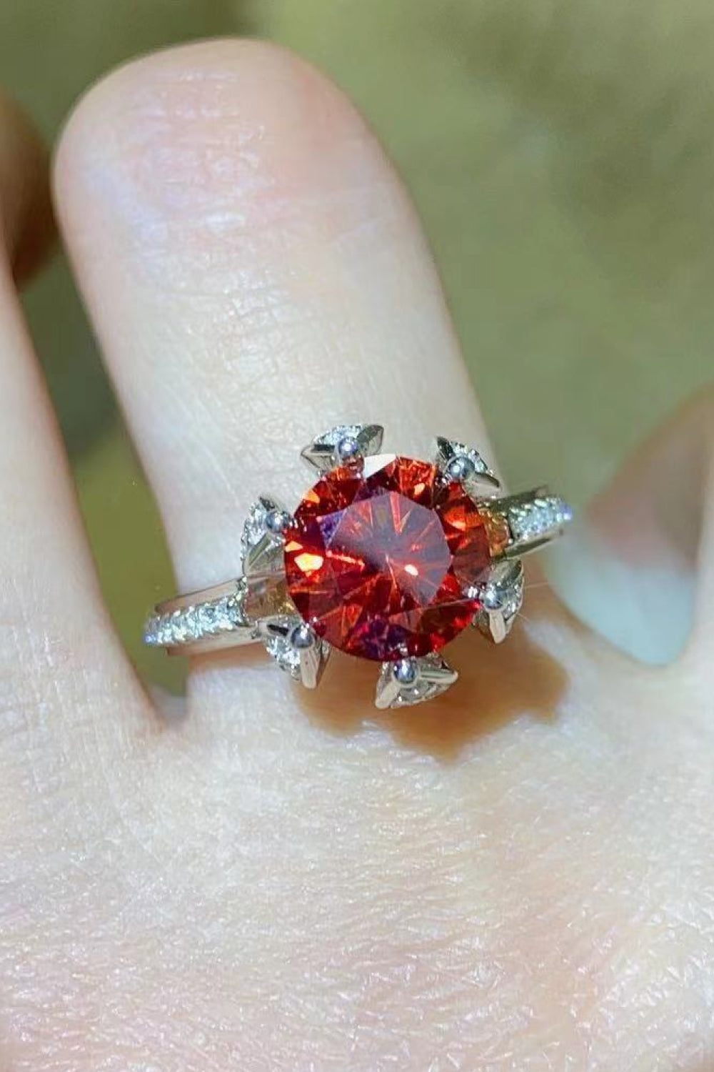 2 Carat Moissanite 6-Prong Ring in Phoenix Fire-Teresa&#39;s Fashionista LLC