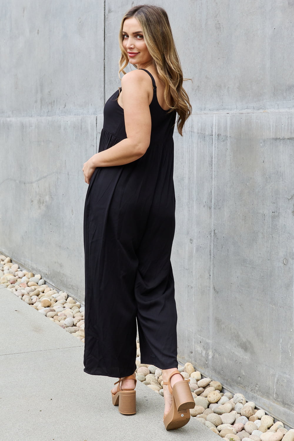 HEYSON All Day Full Size Wide Leg Button Down Jumpsuit in Black-Teresa&#39;s Fashionista LLC