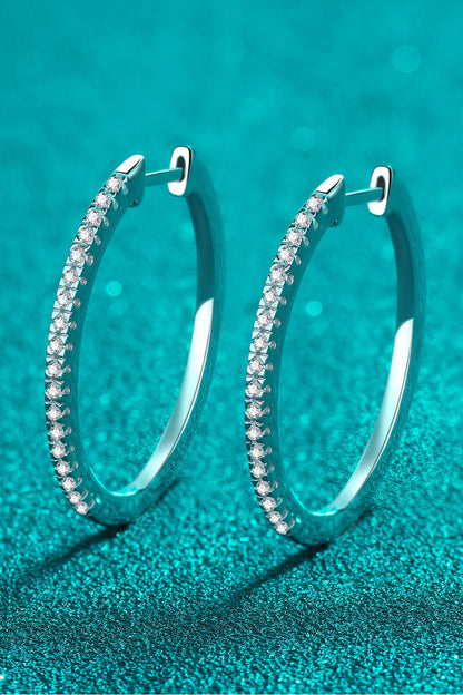 Rhodium-Plated Moissanite Hoop Earrings-Teresa&#39;s Fashionista LLC