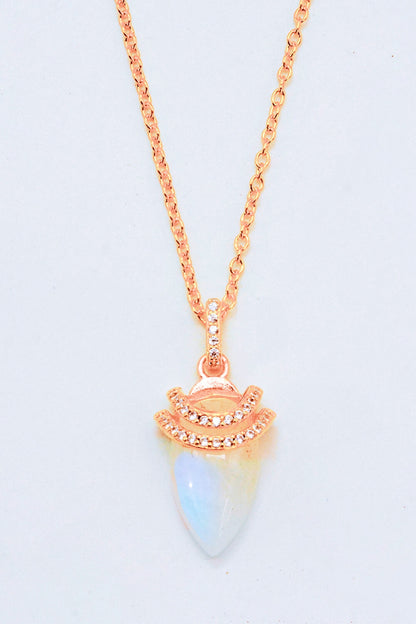 18K Gold-Plated Moonstone Pendant Necklace-Teresa&#39;s Fashionista LLC