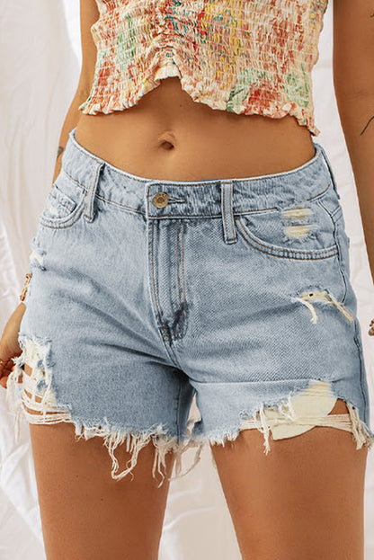 Distressed Denim Shorts-Teresa&#39;s Fashionista LLC