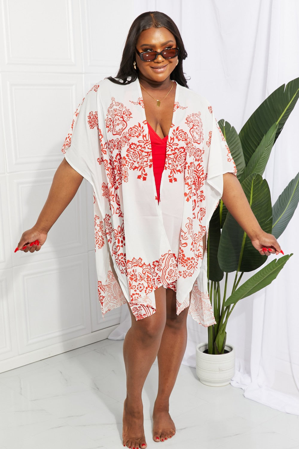 Floral Side Slit Cover Up-Teresa&#39;s Fashionista LLC