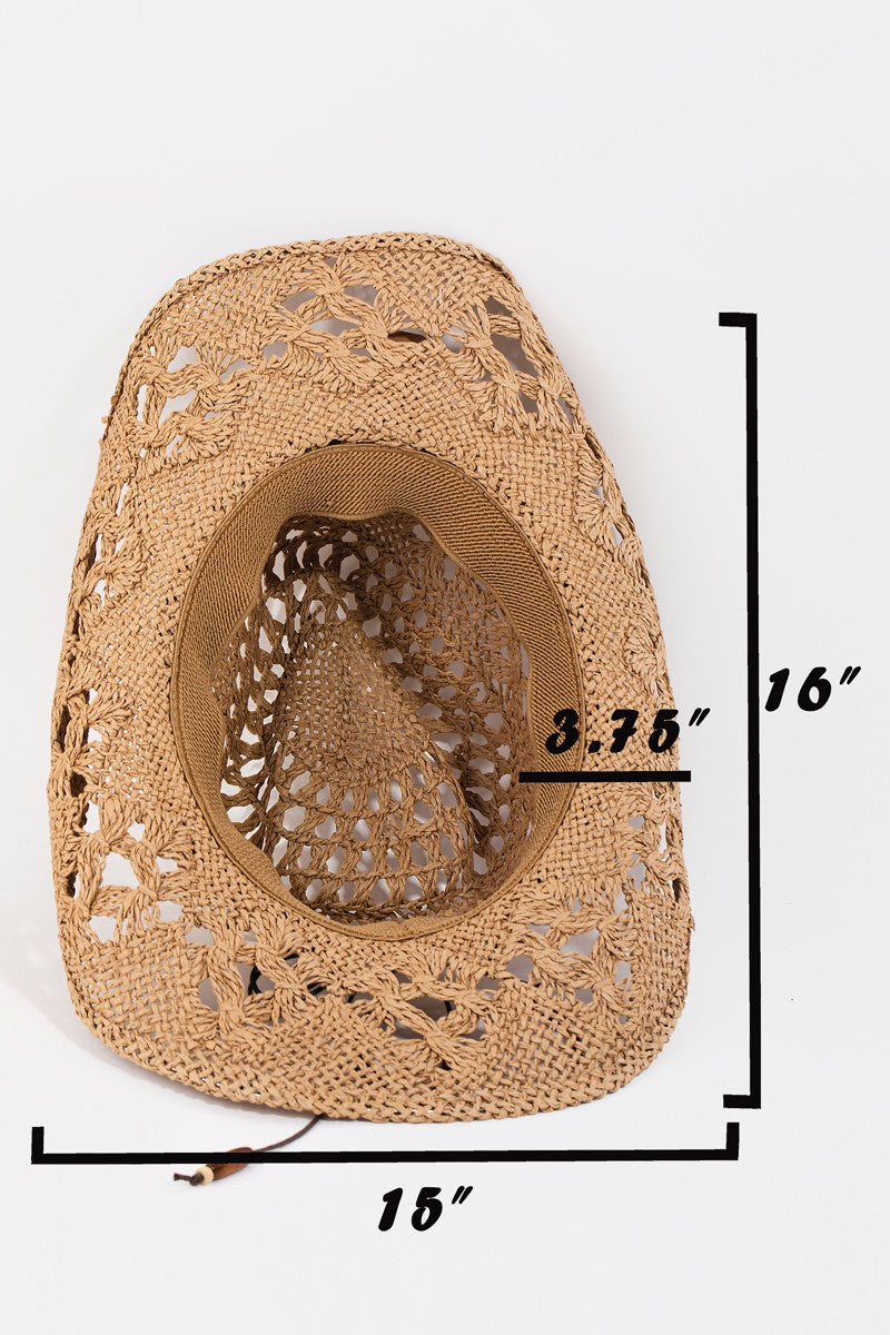 Fame Cutout Strap Weave Straw Hat-Teresa&#39;s Fashionista LLC