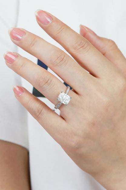 3 Carat Moissanite Platinum-Plated Side Stone Ring-Teresa&#39;s Fashionista LLC