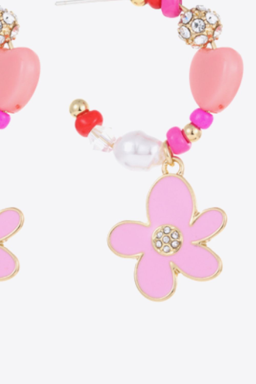 Flower C-Hoop Drop Earrings-Teresa&#39;s Fashionista LLC