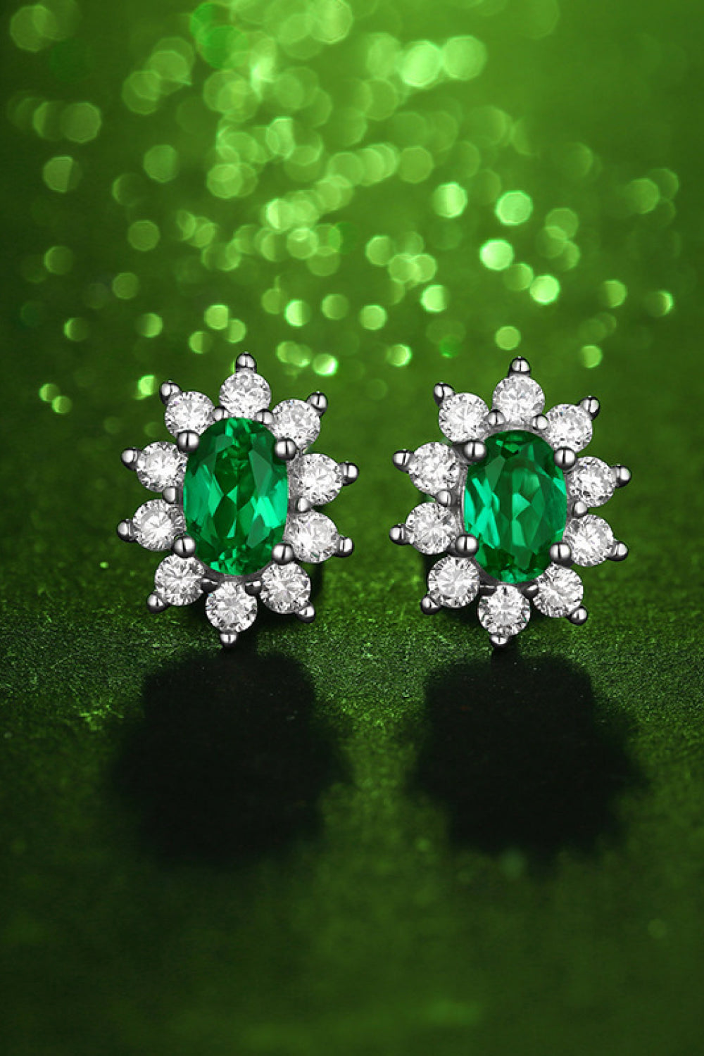 1 Carat Lab-Grown Emerald Stud Earrings-Teresa&#39;s Fashionista LLC