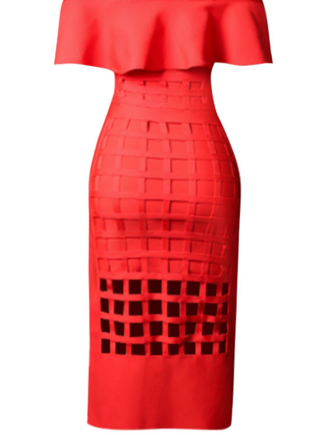Layered Off-Shoulder Cutout Slit Midi Dress - Teresa's Fashionista LLC