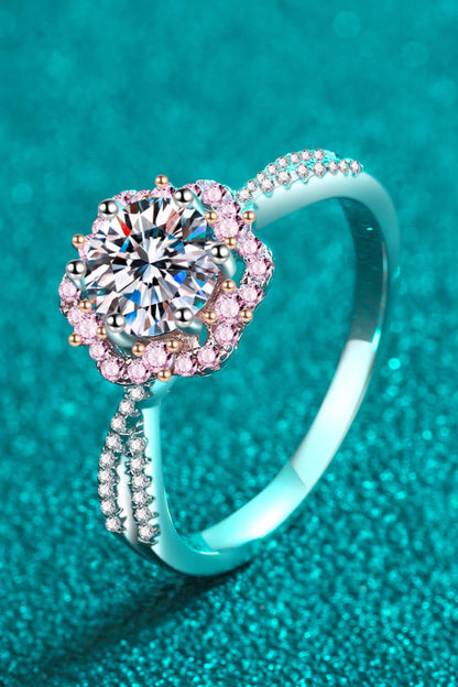 1 Carat Moissanite Flower-Shaped Crisscross Ring-Teresa&#39;s Fashionista LLC