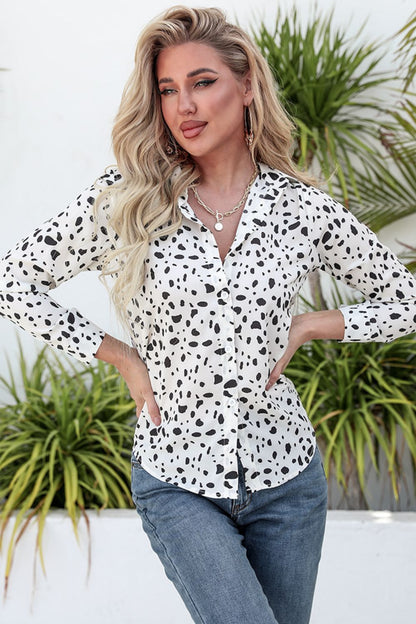 Animal Print Curved Hem Button-Up Shirt-Teresa&#39;s Fashionista LLC