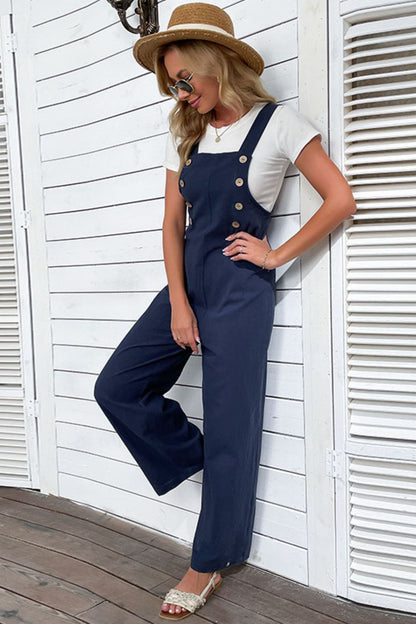 Light Up Your Life Buttoned Straight Leg Overalls-Teresa&#39;s Fashionista LLC