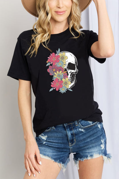 Simply Love Full Size Skull Graphic Cotton T-Shirt-Teresa&#39;s Fashionista LLC