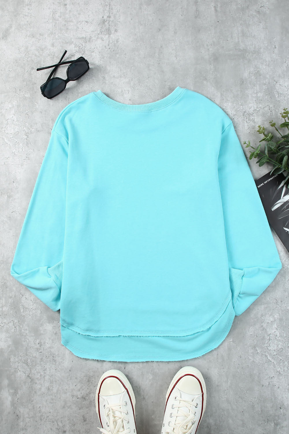 Side Slit Drop Shoulder Sweatshirt-Teresa&#39;s Fashionista LLC