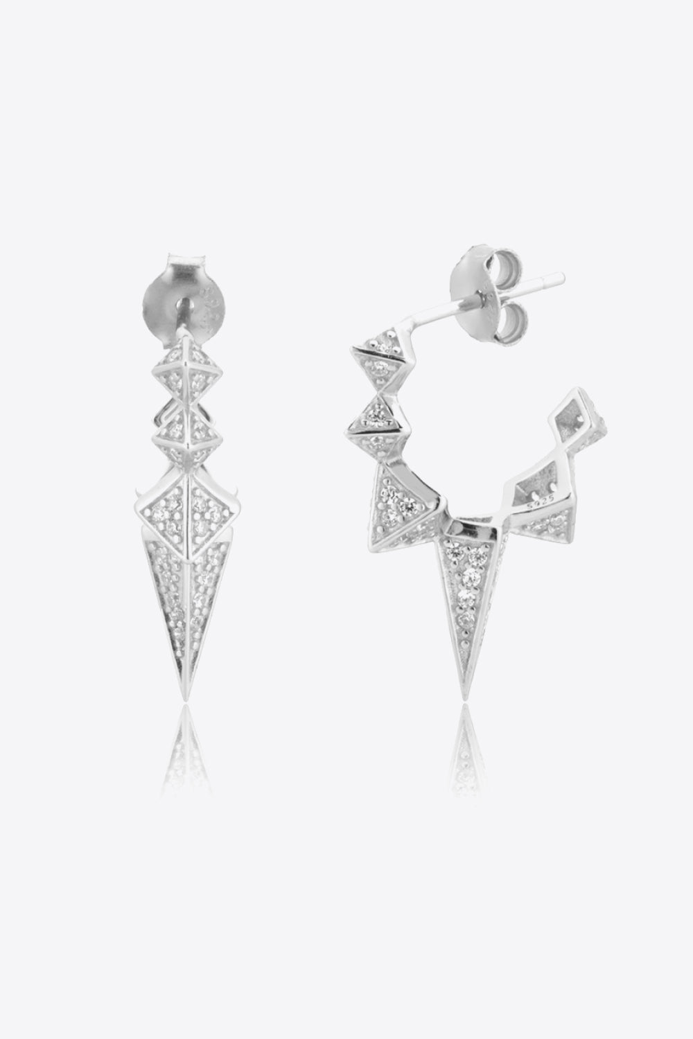 Geometric Zircon Decor 925 Sterling Silver Earrings-Teresa&#39;s Fashionista LLC