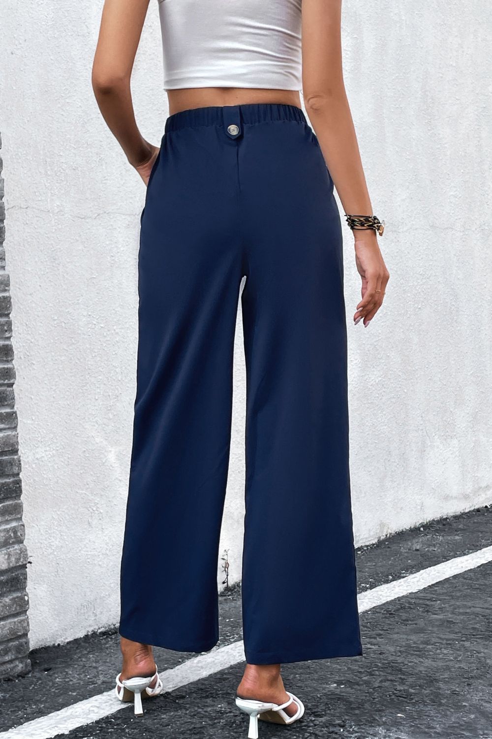 High-Rise Pleated Waist Wide Leg Pants-Teresa&#39;s Fashionista LLC