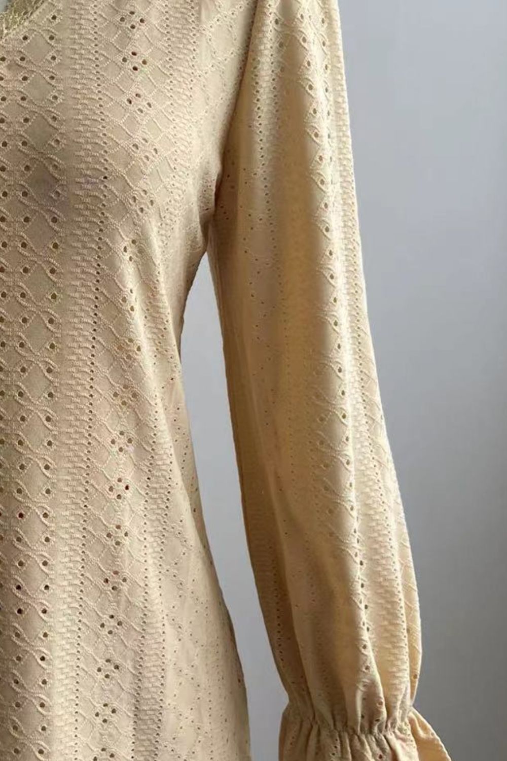 Eyelet V-Neck Flounce Sleeve Blouse-Teresa&#39;s Fashionista LLC