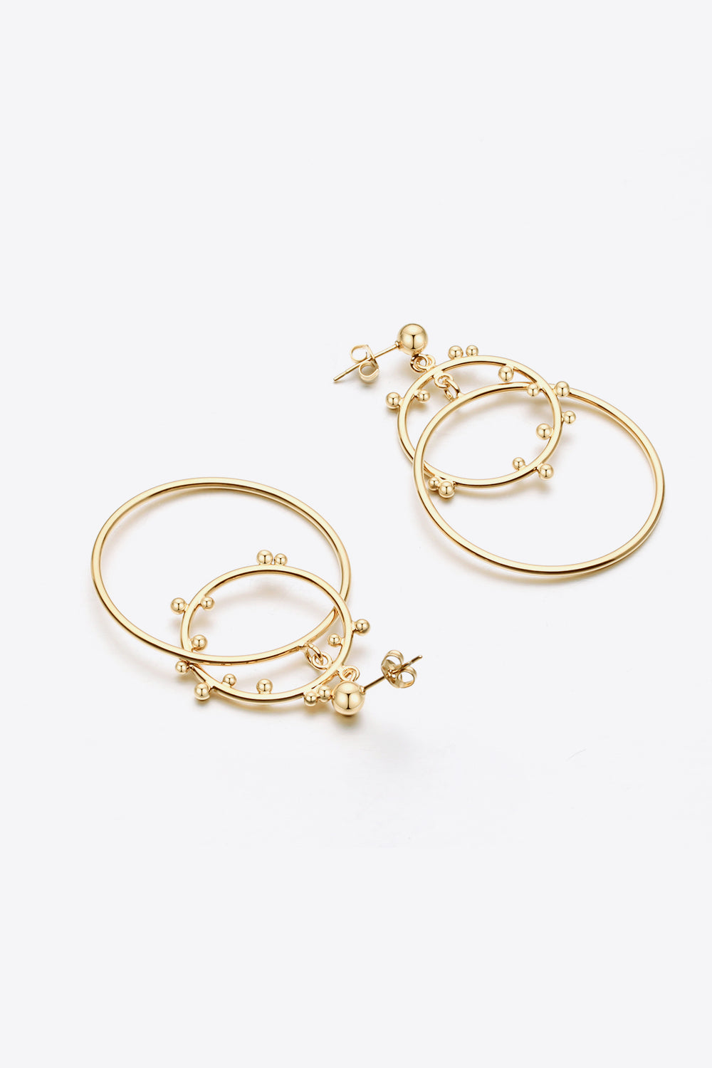 18K Gold-Plated Double Hoop Drop Earrings-Teresa&#39;s Fashionista LLC