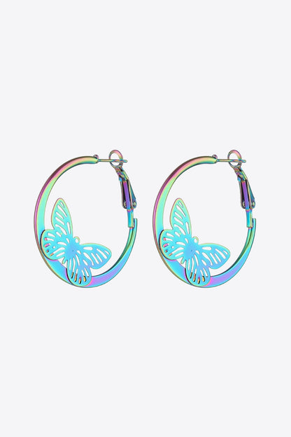 5-Pair Wholesale Multicolored Butterfly Huggie Earrings-Teresa&#39;s Fashionista LLC