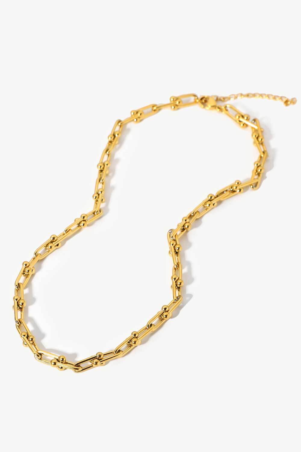 18K Stainless Steel U-Shape Chain Necklace-Teresa&#39;s Fashionista LLC