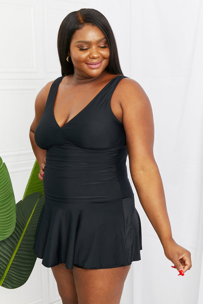 Marina West Swim Full Size Clear Waters Swim Dress in Black-Teresa&#39;s Fashionista LLC