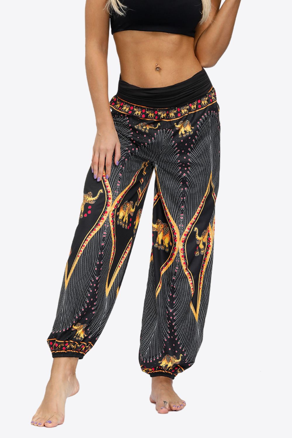 Exotic Style Printed Ruched Pants-Teresa&#39;s Fashionista LLC