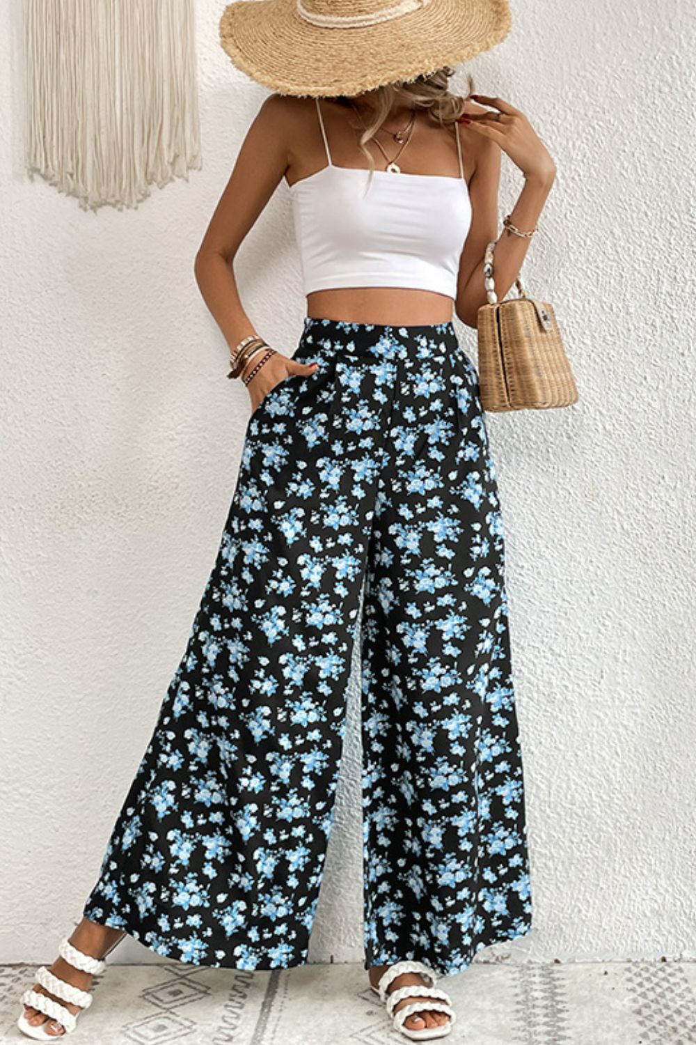 Floral Pocket Culottes-Teresa&#39;s Fashionista LLC