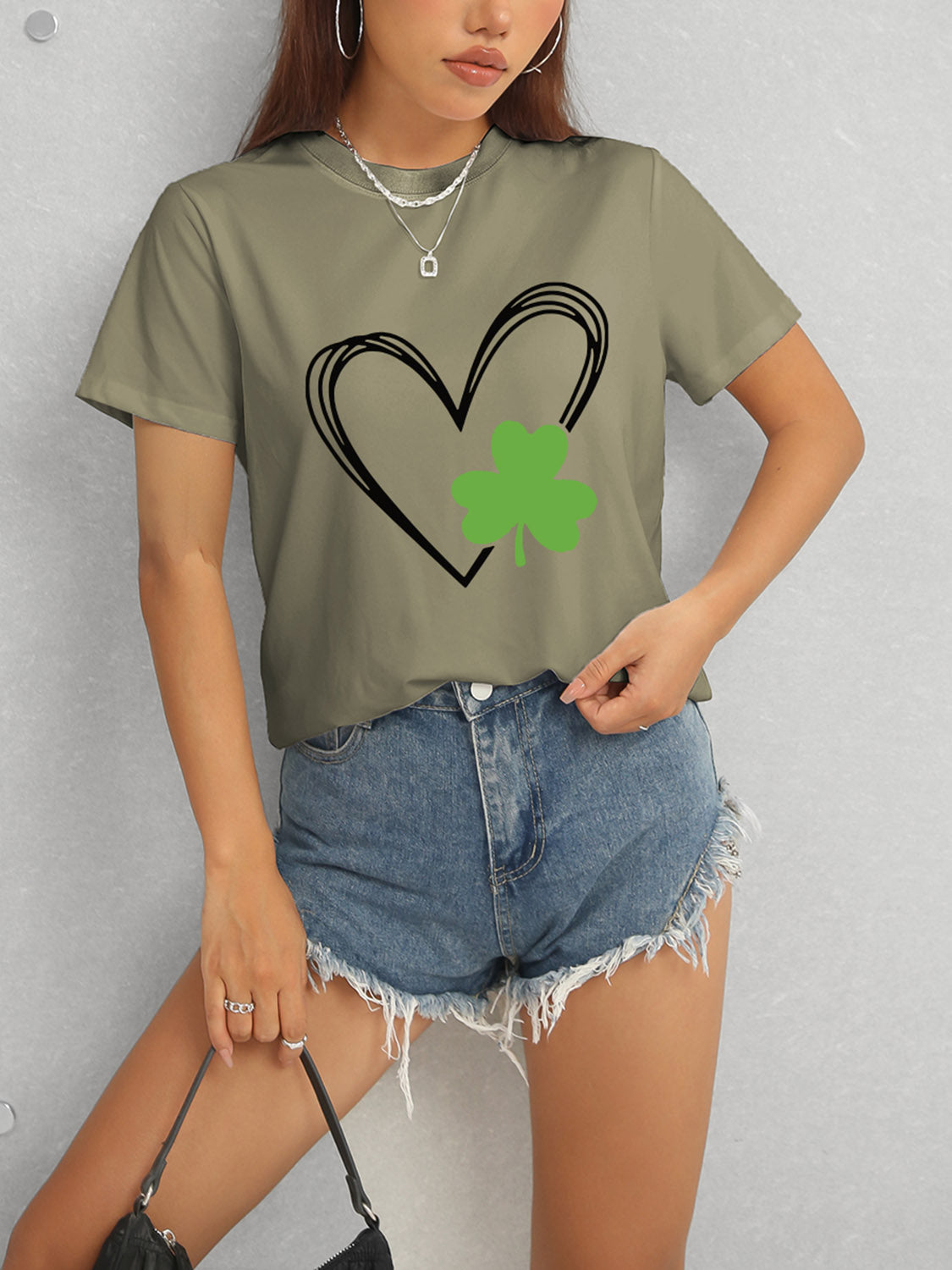 Heart Lucky Clover Short Sleeve T-Shirt-Teresa&#39;s Fashionista LLC