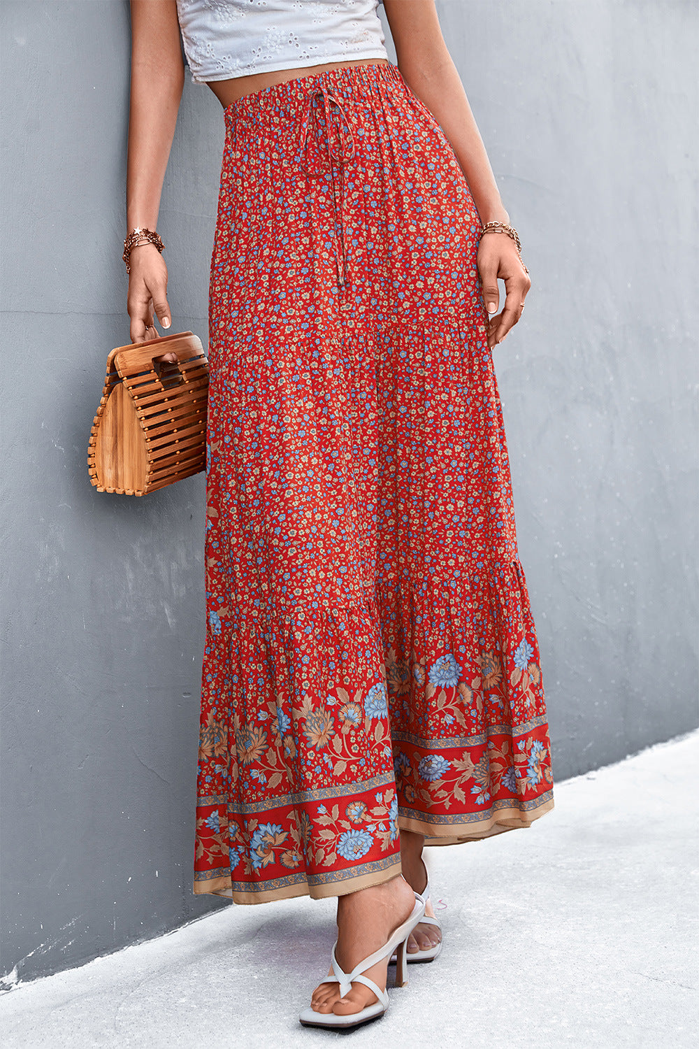 Floral Tied Maxi Skirt-Teresa&#39;s Fashionista LLC