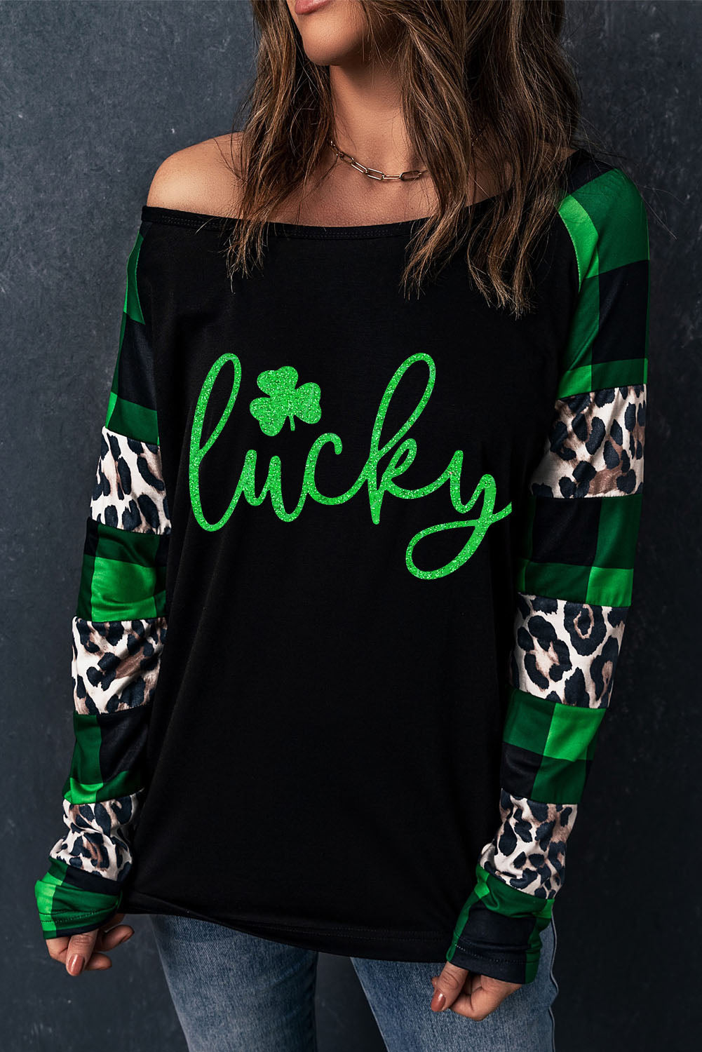 LUCKY Plaid Long Sleeve T-Shirt-Teresa&#39;s Fashionista LLC